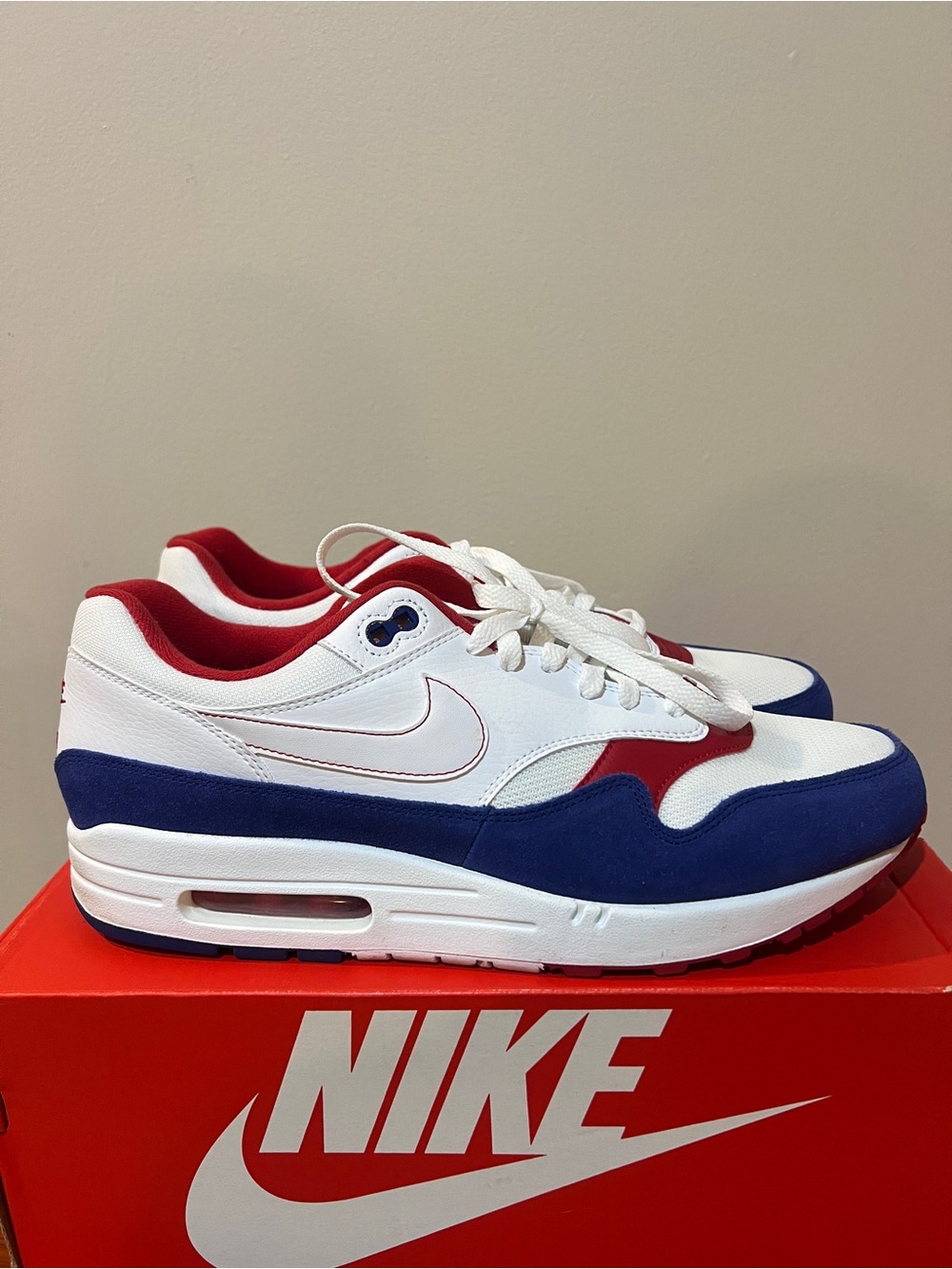 Nike Men's Air Max 1 - White, Red & Blue